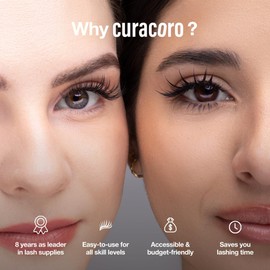 Curacoro Promade 500 Fans 3D-0.07 D Curl 8mm Length Handmade Volume Lash Fans for Long-Lasting Eyelash Extension