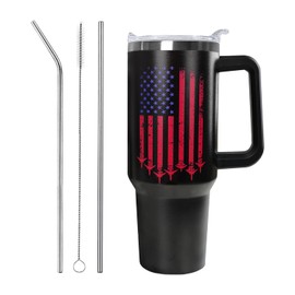 Ceovfoi Pilot Gifts for Men, 40 oz Pilot American Flag Stainless Steel Tumbler with Handle Lid and Straw, Pilot Stuff Supplies Accessories