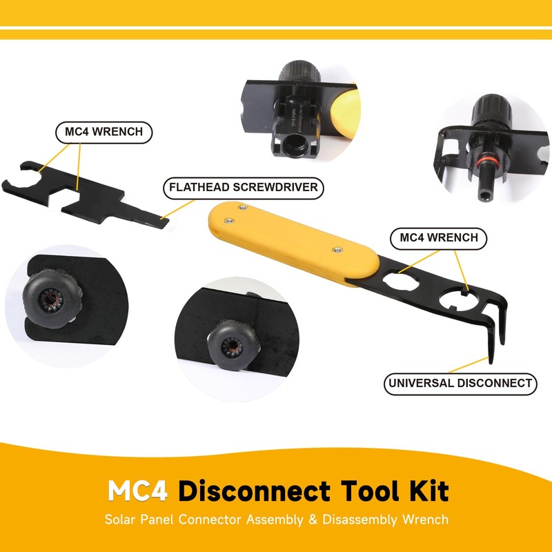 Metal MC4 Disconnect Tool, Universal MC4 Tool with 4-in-1 Wrench