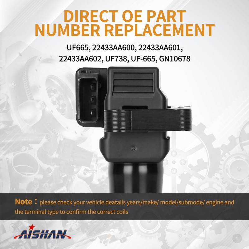 AISHAN Set of 4 Ignition Coil Pack and Iridium Spark
