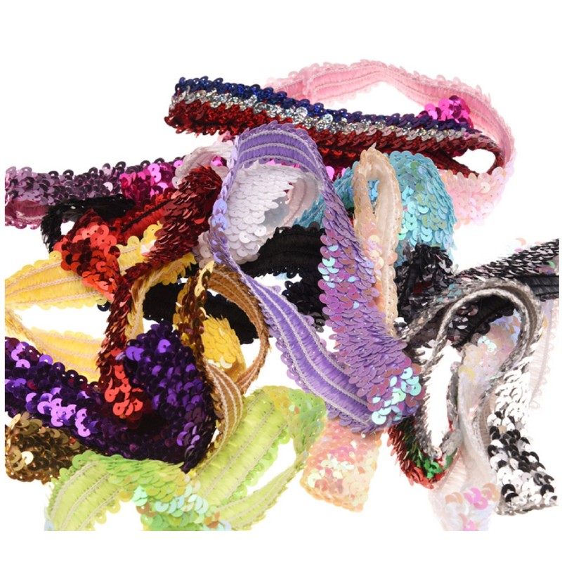 Kenz Laurenz Sequin Headbands Glitter Sparkly Elastic Stretch Sports Headband