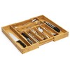 Bamboo Drawer Organizer, 2 Pack - Expandable Silverware Organizer &