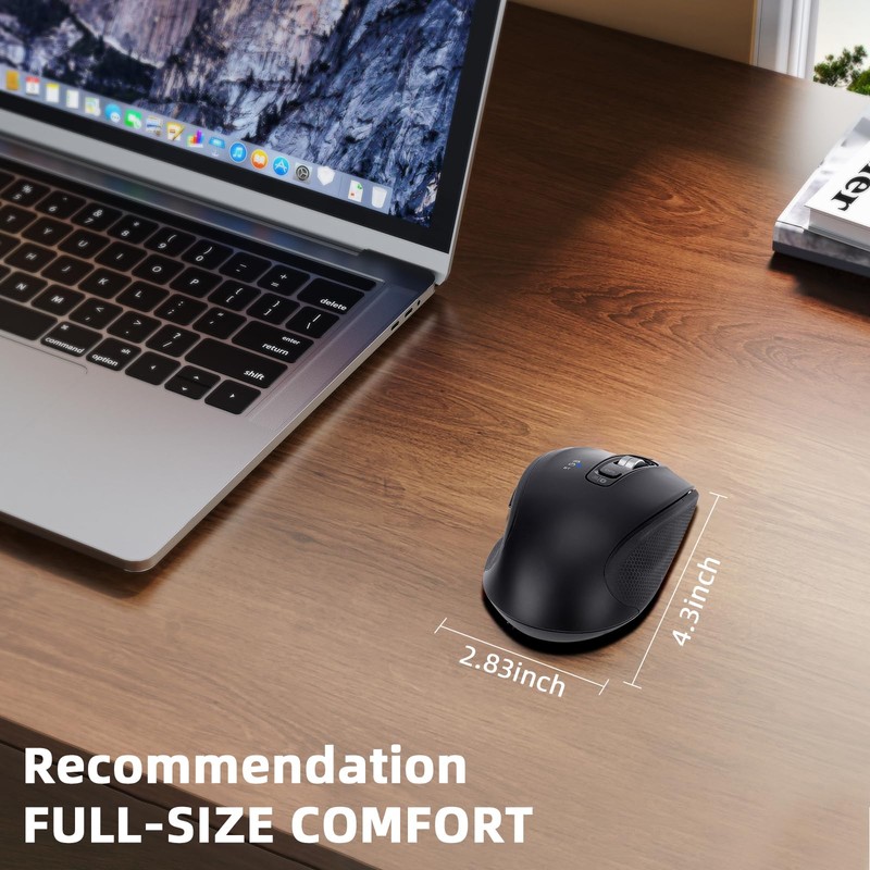 CHHI CHHI Wireless Mouse with USB-A, USB-C Receiver, Rechargeable Bluetooth