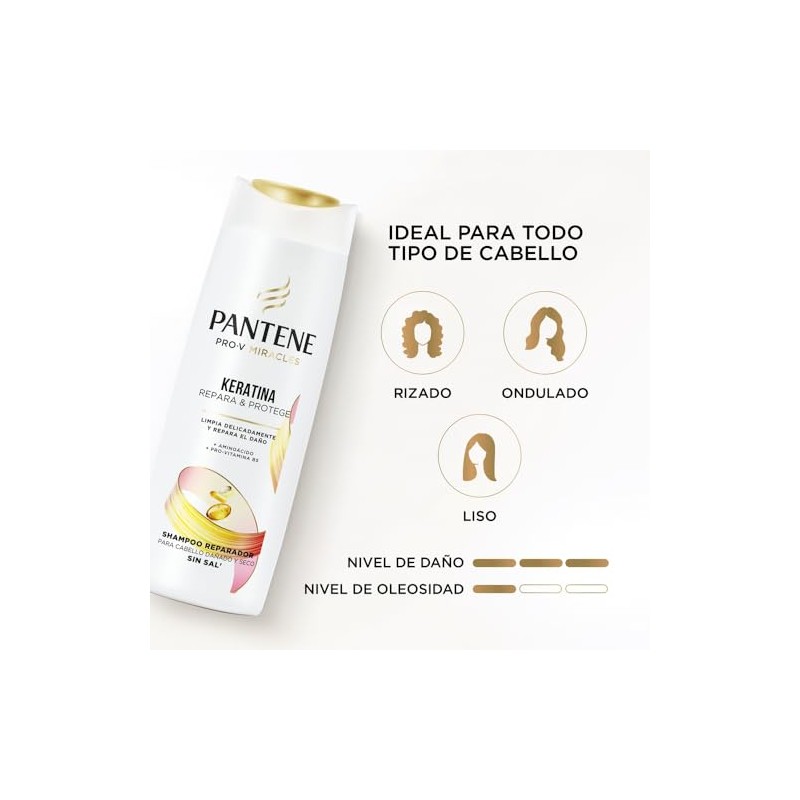Pantene Kit Keratina Shampoo + Crema para Peinar Termoprotectora 300