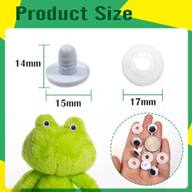 TOAOB 50pcs Black Wiggle Googly Eyes Plastic Safety Eyes 15mm Round Craft Eyes with Washers for DIY Arts Crafts Stuffed Animals Amigurumis Bears Dolls Making