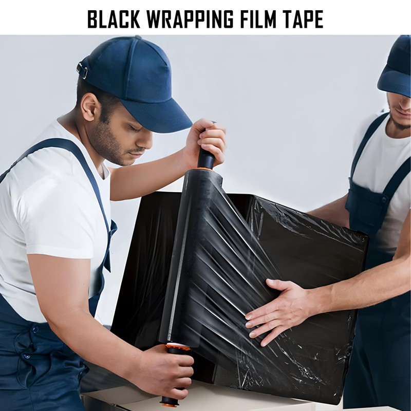 Black Pallet Stretch Wrap Extra Long Roll Standard Core Thick
