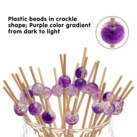 Minisland Amethyst Purple Pearl Cocktail Picks, 4.7 Inch Long Bamboo Fancy Toothpicks for Appetizers, Decorative Bridal Wedding Party Food Drinks Garnish Fruit Kabob Skewer Sticks 100 Counts - MSL418
