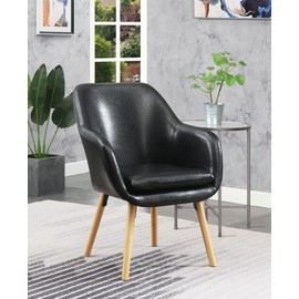 Convenience Concepts Take a Seat Charlotte Accent Chair, Black Faux Leather