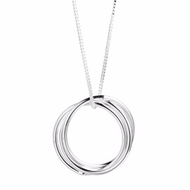 QIANDI Circle Chain Necklace Jewelry 925 Sterling Silver Interlocking Rings Pendant Choker Necklace