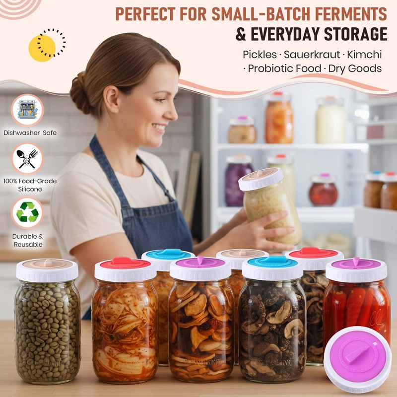 4 Pack Mason Jar Fermentation Lids with Date Dial, 4