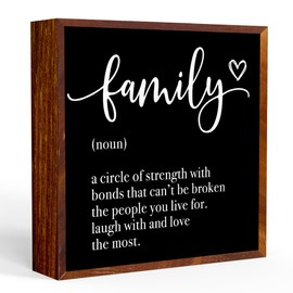 Wooden Family Decor Box Sign for Home & Bathroom - Farmhouse, Library, Table & Wall Decor
