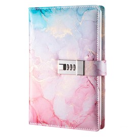 Diary with Lock, BetterJonny Leather Notebook, A5 PU Leather Journal with Lock, Travel Journal, Sketchbook, Lockable Diary for Women, Men, Girls, Boys, Teenagers, Children, Pink