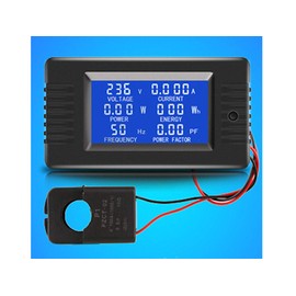 KNACRO AC Current Voltage Amperage Power Energy Panel Meter LCD Digital Display Ammeter Voltmeter Multimeter with Split Core Current Transformer CT AC 80-260V 100A