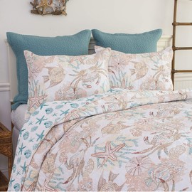 C&F Home Key Biscayne Twin 2 Piece Machine Washable Reversible Cotton Quilt Set Twin 2 Piece Set Tan