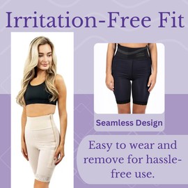 ContourMD Post Surgery Compression Shorts – Mid Thigh, Tummy Tuck 4" – Shapewear Tummy Control, Post Surgery Compression Garment, Thigh Support Shorts for Women – Beige, Medium (Style 4)