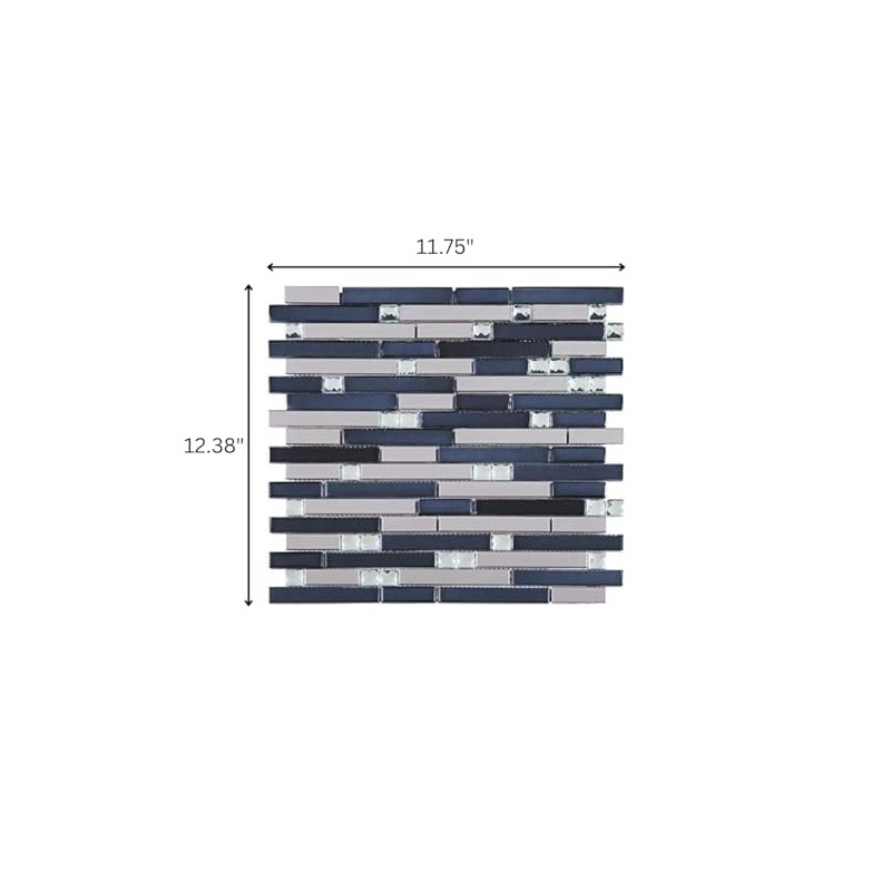 Silver Stainless Steel and Glass Diamond Mosaic Tile Black Silver