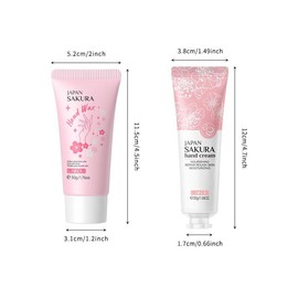 50g Sakura Hand Wax & 30g Hand Cream, 2 Counts/set, Peel off Moisturizing Hand Mask & Hand Lotion, Hand Care Set, Christmas Gift