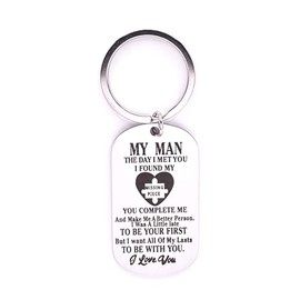 Generic Love Keychain Gift for Husband Wife Anniversary Birthday Boyfriend Girlfriend Jewelry for Him Her Women Men (To My Man), Small, Silver