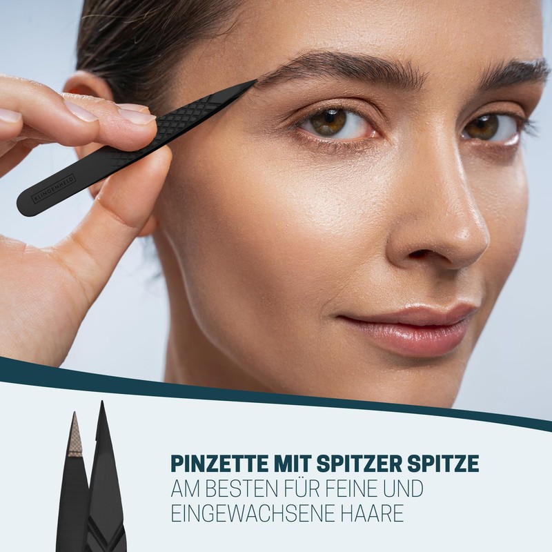 KLINGENHELD Professional Tweezers Set with ComfortGrip Tips and Non-Slip Handle