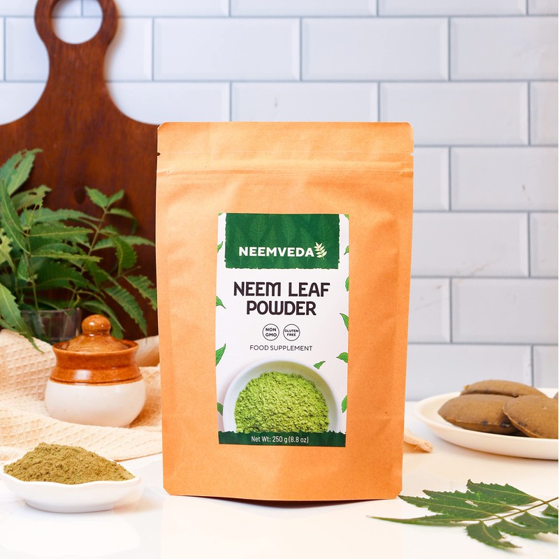 Neemveda Neem Leaf Powder (Azadirachta Indica) for Eating, Organically Grown