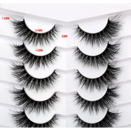 Pooplunch Cat Eye Look Natural Extensions Volume False Eyelashes 16MM Wispy Fluttery Faux Mink Lash 8D Fake Eyelashes Strips 7 Pairs Pack