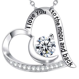 GinoMay Mothers Day Birthday Gifts for Women April Birthstone Necklace Mum Wife Gifts I Love You to the Moon and Back Necklace Sterling Silver