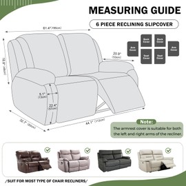 vctops 6 Pieces Geometric Jacquard Plush Recliner Loveseat Slipcovers Soft Fuzzy Fluffy Sofa Couch Cover Anti-Slip Furniture Protector with Elastic Bottom for Kids Cats Dogs(Green,2 Seat)