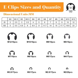 330PCS Snap Rings Assortment Kit, E Clips Assortment Kit (2MM-12MM) and C Clips Assortment Kit (5MM-16MM), 24 Sizes External Retaining Rings Carbon Steel Circlip Snap Ring Kit