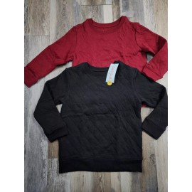 Cat & Jack NEW 2 Pack Cat & Jack Toddler Boys Diamond Quilt Crew Sweatshirt Black/Berry 5T