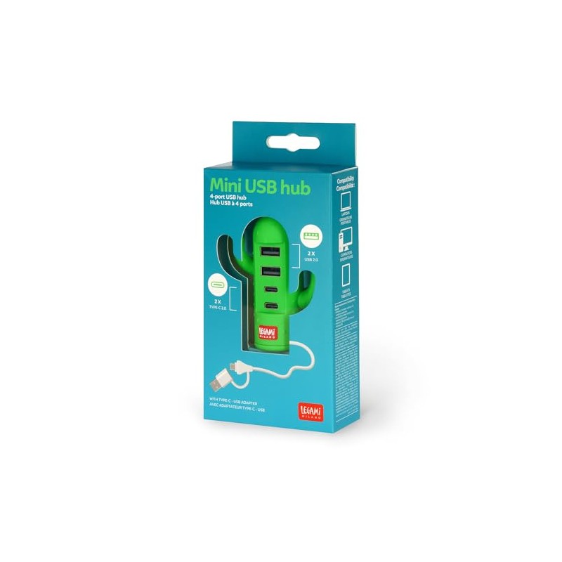 LEGAMI - Mini USB Hub with 4 Ports, Compatible with