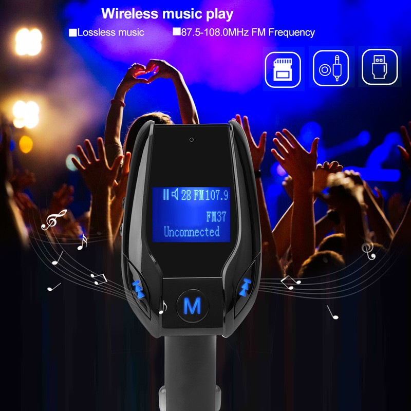 1.44 in LCD Car Bluetooth Music Player FM37 Transmitter 5V/2.1A