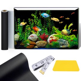 GOYJOY Self Adhesive Aquarium Background Black Fish Tank Background Wallpaper,Vinyl Aquarium Background Paper, Aquarium Backdrop,Strong Stickiness,Traceless Removal,Enhancing The Colors of Fish
