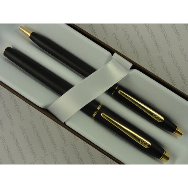 Cross Made in The USA Century Classic Writer's Companion Matte Black and 23k Gel Ink Selectip Rollerball and 0.5MM Pencil