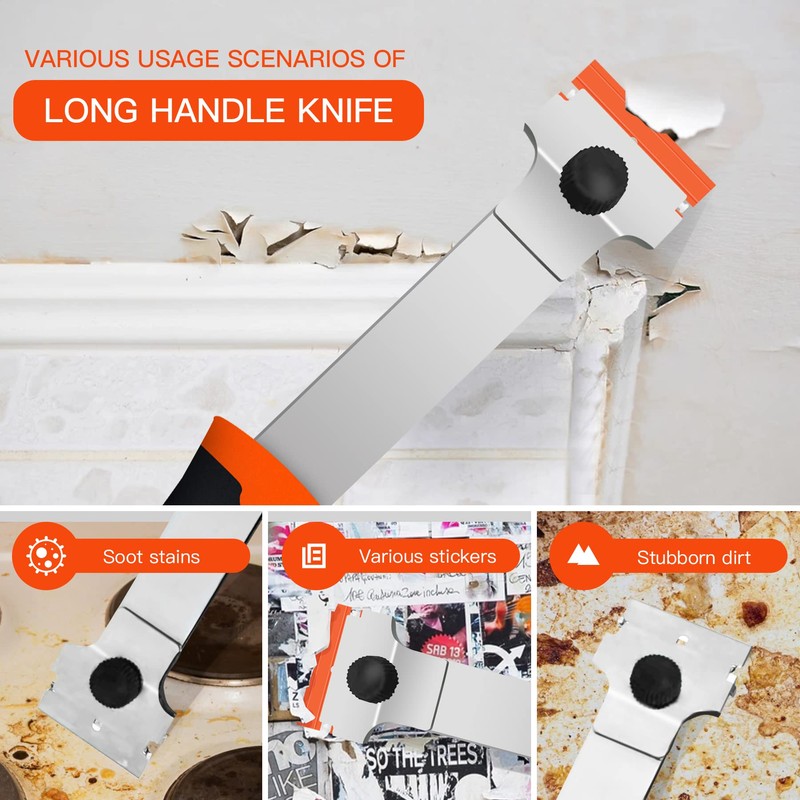 DEKEones Razor Blade Scraper, Long Handled Scraper Tool with 10