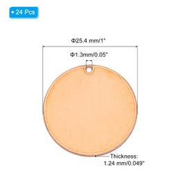 PATIKIL Metal Stamping Blanks with Hole, 24Pcs 1" Round Metal DIY Tag for Engraving Stamping Jewelry Bracelet Necklace Jewelry Craft Making, Copper