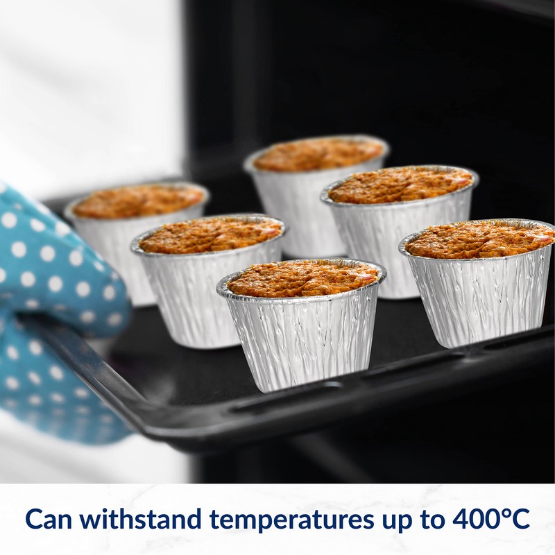ebake Aluminium Foil Tin Cups - 50Pack Reusable Cupcake Cases