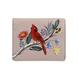 Anuschka Women’s Hand-Painted Genuine Leather Card Organizer Wallet - Cardinal Family