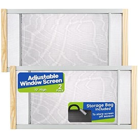 2-Pack Adjustable Horizontal Window Screen 18-37 inches Wide, 15 Inch High
