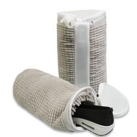 2-Packs Shoes Laundry Bag, 38×16cm Upgraded 360° Wrap-Around Cleaning Shoe Laundry Bags, Shoe Washing Machine Bag Reusable and Durable Zipper Thickened Chenille Soft Fluffy for Shoes (brown)