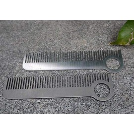 Yosoo EDC Pocket Tool Stainless Steel Matt Minimalist Engraved Metal Hair Moustache Comb 14 x 3.8 x 0.17 cm