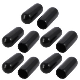 sourcing map Pack of 10 5 mm Inner Diameter PVC Flexible Vinyl End Cap Threaded Protection Cover Black
