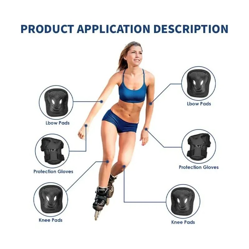 6 Pcs Coderas De Rodilla Con Protector De Muñeca Ajustable