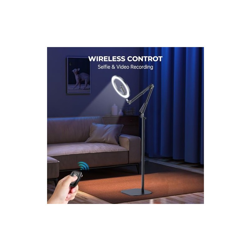 Soporte para teléfono de 10 pulgadas con luz de anillo,