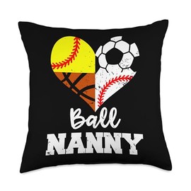 Ball Nanny Funny Soccer Baseball Softball Basketball Player Throw Pillow