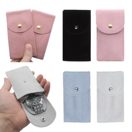 TRADERPLUS 4Pcs Portable Flannelette Fabric Watch Pouch Storage Bag, Watch Travel Case Protective Watch Storage Organizer for Men and Women (PINK+LIGHT BLUE+GRAY+BLACK)