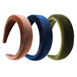 scicent Padded Headband 3 Pcs Velvet Padded Headbands for Women Wide 4.5cm Hair Accessories for Girls, Non-Pinching, Comfortable Fit (Navy Coffee Green) 2821