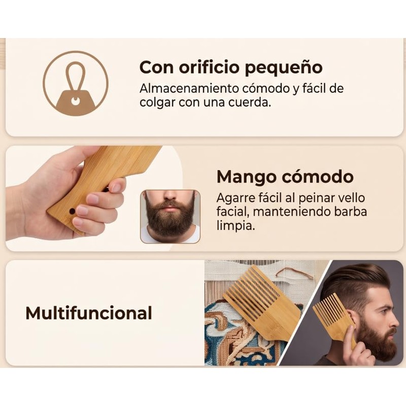 Peine para Tejer Tapicería de Madera de Bambú con Agujero,