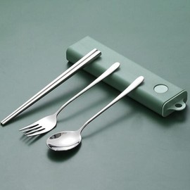 Artbox/Withmarket Cooking Home & Gourmet Portable Cutlery Set (Green + Stainless Steel) / 아트박스위드마켓 쿠킹홈식도락 휴대용 수저 포크세트(그린+스텐)