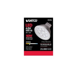 Satco Lighting S9496-6.5 Watt Dimmable MR16 Low Voltage LED Light Bulbs - 3000K - 40 Degree Beam Angle - GU5.3 Base - 12 Volt AC/DC (12 Pack of Bulbs)