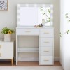Yamissi White Vanity Desk with LED Lighted Mirror and 5